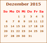 Kalender Dezember 2015