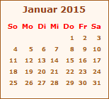 Kalender Januar 2015