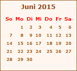 Kalender Juni 2015