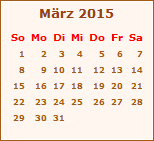 Kalender März 2015