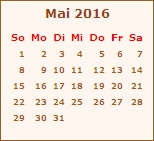 Kalender Mai 2016