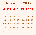 Kalender Dezember 2017