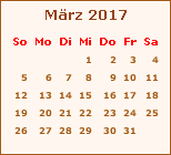 Kalender März 2017