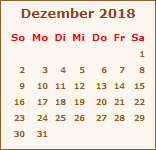 Kalender Dezember 2018