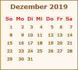 Kalender Dezember 2019