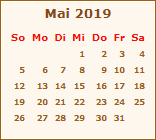 Kalender Mai 2019