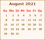 Kalender August 2021