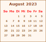 Kalender August 2023