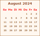Kalender August 2024