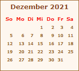 Kalender Dezember 2021