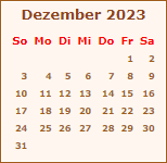 Kalender Dezember 2023