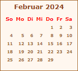 Kalender Februar 2024