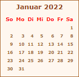 Kalender Januar 2022