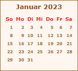 Kalender Januar 2023