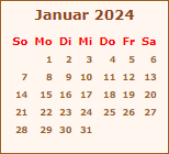 Kalender Januar 2024