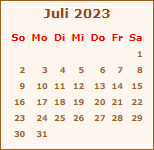 Kalender Juli 2023