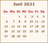 Kalender Juni 2021