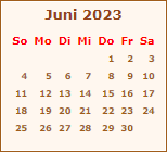 Kalender Juni 2023