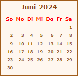 Kalender Juni 2024