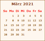 Kalender März 2021
