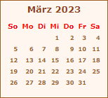 Kalender März 2023