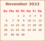 Kalender November 2022