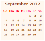 Kalender September 2022