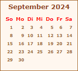 Kalender September 2024